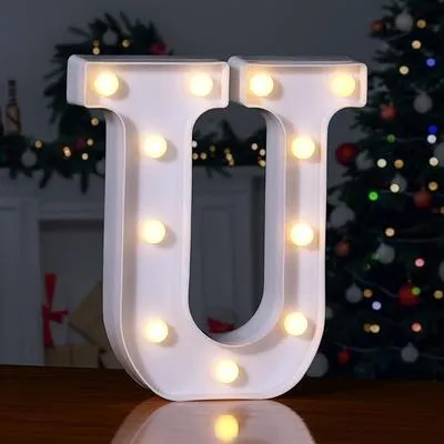 LED Alphabet Battery Operated Led Letter (U) Including & Led Letter Piece, Light Up Marquee for Night Lights Wedding Birthday Party For Room and Decoration Using Without Electricity
