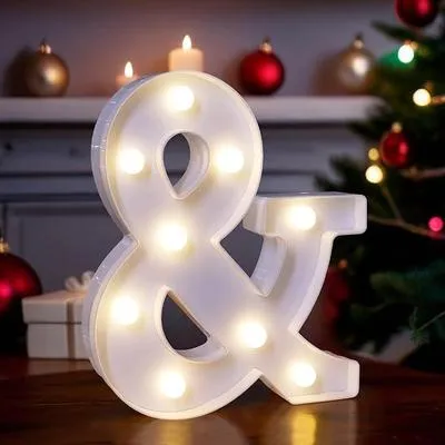 LED Alphabet Battery Operated Led Letter (&) Including & Led Letter Piece, Light Up Marquee for Night Lights Wedding Birthday Party For Room and Decoration Using Without Electricity