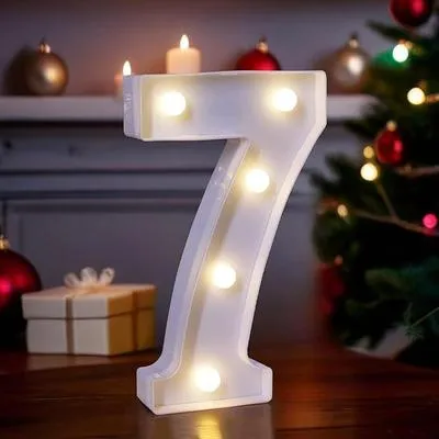 LED Number Battery Operated Led Number (7) Including & Led Number Piece, Light Up Marquee for Night Lights Wedding Birthday Party For Room and Decoration Using Without Electricity