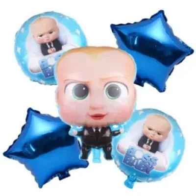 BOSS BABY FOIL BALLOON SET - PACK OF 5 FOIL BALLOONS - BOSS BABY THEME FOIL BALLOONS