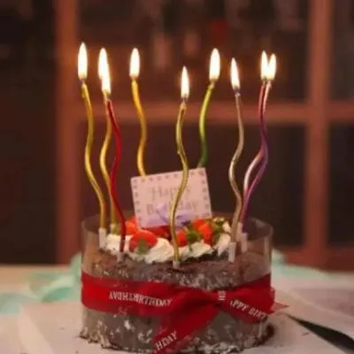 Pack of 6 Curly Candle's Mettalic Twisty Birthday Candles Set Happy Birthday candles For Cake Party Decoration