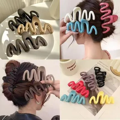 Pack Of 6 Fashion Acrylic Hair Claw Clip Large Wave Style Hairpins Hair Clamps Barrettes Hair Accessories Hairgrip Women Ponytail Headwear