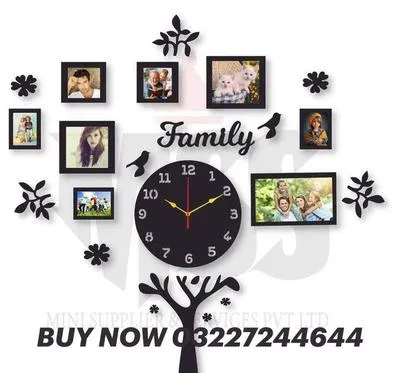 Family Tree Design 3D Wall Clock