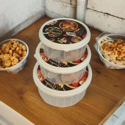 High Quality 3 in 1 Bowl Set  Storage Box Container with Lid Beautiful Design / Storage Box / Atta Bowl / Multi Purpose Bowl Set