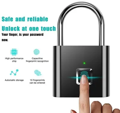 High Quality Smart Fingerprint Lock USB Rechargeable Biometric Digital Padlock thumbnail 2