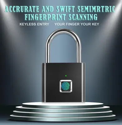 High Quality Smart Fingerprint Lock USB Rechargeable Biometric Digital Padlock thumbnail 6
