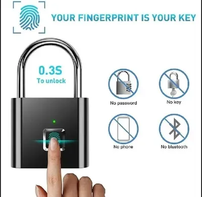 High Quality Smart Fingerprint Lock USB Rechargeable Biometric Digital Padlock thumbnail 7