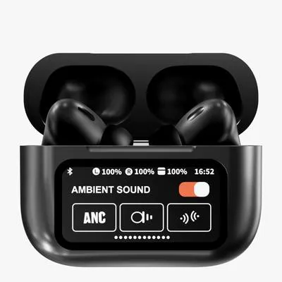 High Quality A9 PRO Airpods Wireless Bluetooth Earbuds Digital Display ANC + NC Wireless Charging Touch Control