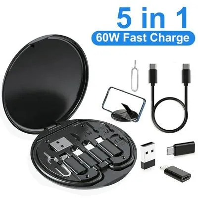 5-in-1 60W Fast Charging Data Cable Set All in One Compatible with All Devices