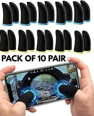 10PAIR 20PCS Thumb Sleeve Black  Finger Sleeves New Pubg Thumb Gloves Mobile Gaming Finger Sleeves Gloves For Gaming Free Fire Pubg 