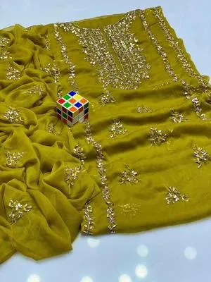 2 Pcs Women's Unstitched Hand Work Suit