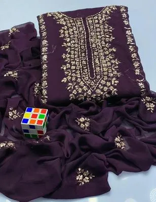 2 Pcs Women's Unstitched Hand Work Suit