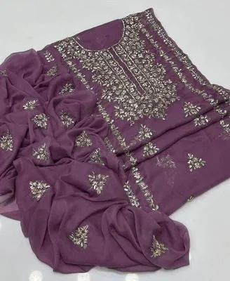 2 Pcs Women's Unstitched Hand Work Suit