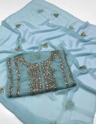 2 Pcs Women's Unstitched Hand Work Suit