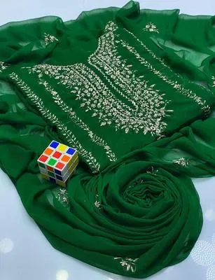 2 Pcs Women's Unstitched Hand Work Suit