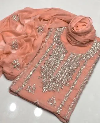 2 Pcs Women's Unstitched Hand Work Suit