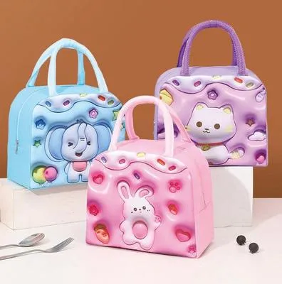 3D Cartoon Thermal Lunch Bag for Kids. Large Capacity Insulated Bento Box, Cute Foil Lining Lunch Bag for School, Picnic & Travel