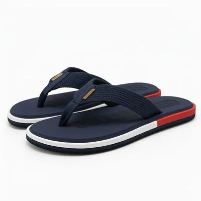 Men's Casual Rubber Flip Flops - 1 Pcs - Textured Blue Comfort