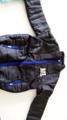 Men Black Puffer Jacket Collared Winter Warm Medium thumbnail 2