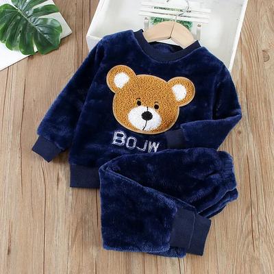 Stylish Printed Fleece Tracksuit for Boys & Girls - 2 Pcs Set (Shirt & Pants)