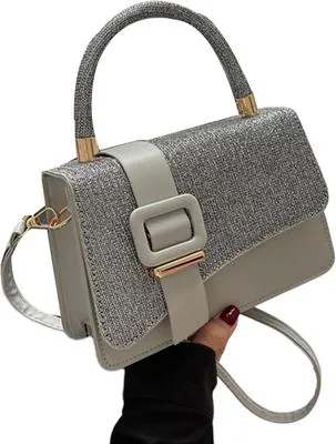 Women's Grey Studded Crossbody Bag - 1 Pc