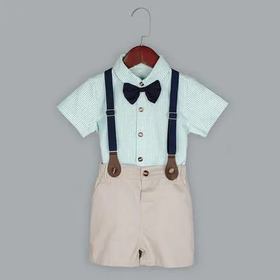Stylish Boy's Printed Cotton Outfit - 2 Pcs Shirt and Shorts Set