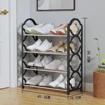 4-Layer Durable Compact BlackShoe Rack - 1Pc for Long-Lasting Use thumbnail 1