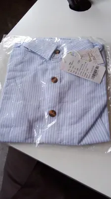 Boys Striped Cotton Shirt Blue 3-4Yrs thumbnail 2