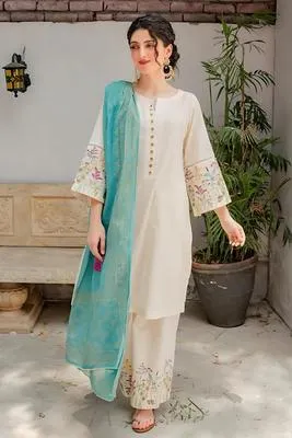 MIX MOST HIT ARTICLES  3Pcs Unstitched Embroidered Suit