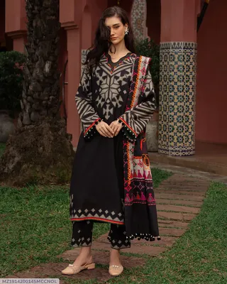 Black Swiss Lawn 3Pcs Digital Print Kurta Set for Women thumbnail 4