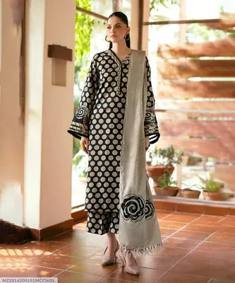 Black Swiss Lawn 3 Pcs Digital Print Suit for Women thumbnail 3