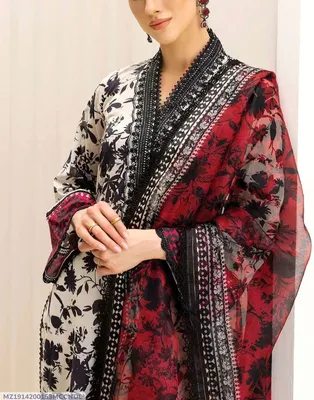 Black Digital Print Swiss Lawn 3Pcs Set for Women thumbnail 3