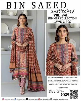 3 Pcs Women's Unstitched Printed Suit