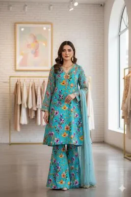 2 Pcs Women's Unstitched Printed Suit