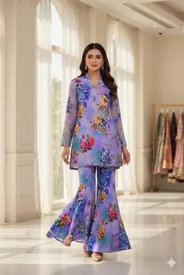 2 Pcs Women's Unstitched Printed Suit