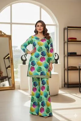 2 Pcs Women's Unstitched Printed Suit