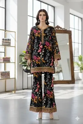 2 Pcs Women's Unstitched Printed Suit