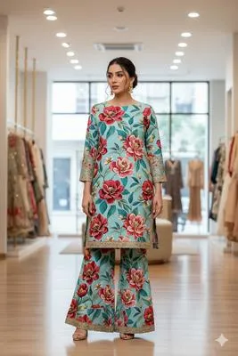 2 Pcs Women's Unstitched Printed Suit