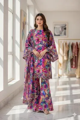 2 Pcs Women's Unstitched Printed Suit