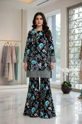 2 Pcs Women's Unstitched Printed Suit