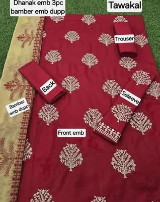 3 Pcs Women's Unstitched Embroidered Suit