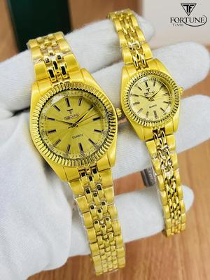 Elegant Unisex Quartz Watch Set - 2 Pcs Analogue Couple Timepieces