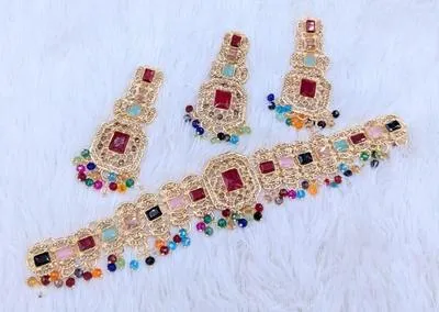 Modern Blue Zircon Choker Set - 3 Pcs Unique Design