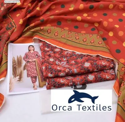 3 Pcs Women's Stitched Karandi Printed Suit