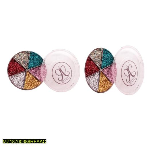 Round Glitter Palette, 6 Shades - Pack Of 2