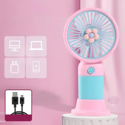 Portable Foldable Neck Fan Pink USB Rechargeable 18x7.6cm
