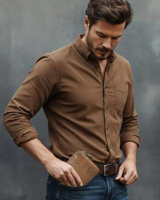 Men Wallet Zipper Leather Purse ( RFID PROTECTED )