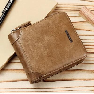 Laber Lee  Men Bifold PU Leather Short Zipper Wallet Short Wallet