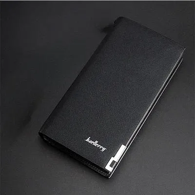 Men's Black Leather Bi-Fold Wallet with Card Slot