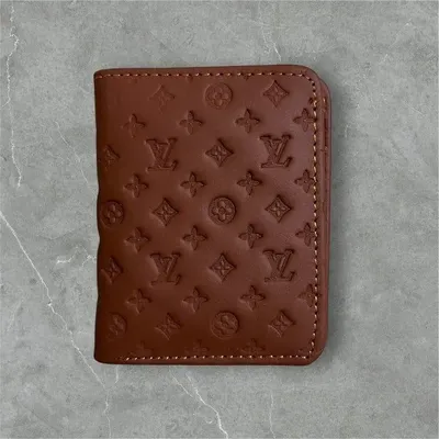 Men's Leather Wallet with LV Pattern Brown thumbnail 7